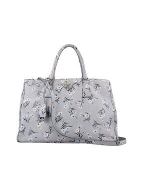 Prada Galleria Pale Blue Flower Print Multicolor Saffiano Leather Messenger Bag